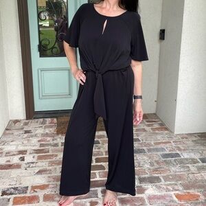 NWT Label by 5 Twelve  Wide Leg V Neck Jersey Jumpsuit Romper Black POC…